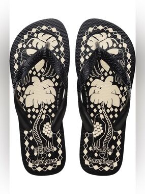 Havianas × FARM Rio Jungle Scarf Flip-Flop Black Cream Graphic Women’s 11/12